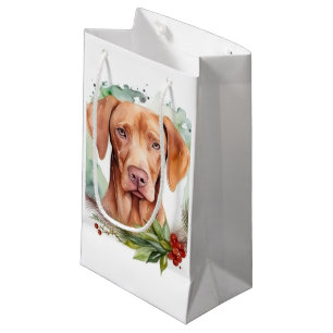 Petit Sac Cadeau Vizsla Christmas Wreath Festive Pup