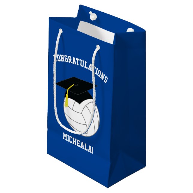 Petit Sac Cadeau Volleyball Graduation Sports Blue (Devant Angle)