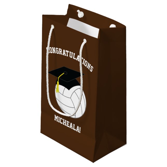 Petit Sac Cadeau Volleyball Graduation Sports Brown (Devant Angle)
