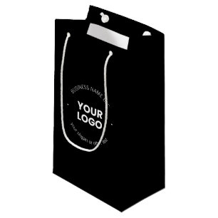 Petit Sac Cadeau Votre logo d'entreprise & Texte modifiable Noir