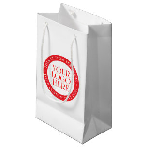 Petit Sac Cadeau Votre logo ou autre image Noël blanc et rouge