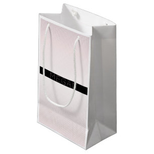 Petit Sac Cadeau Votre nom   Blanc fin et Rose subtil Ombre Stripes