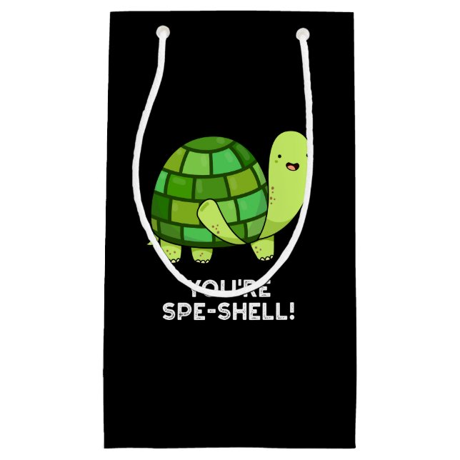 Petit Sac Cadeau Vous êtes Spe-shell Funny Tortoise Pun Dark BG (Devant)