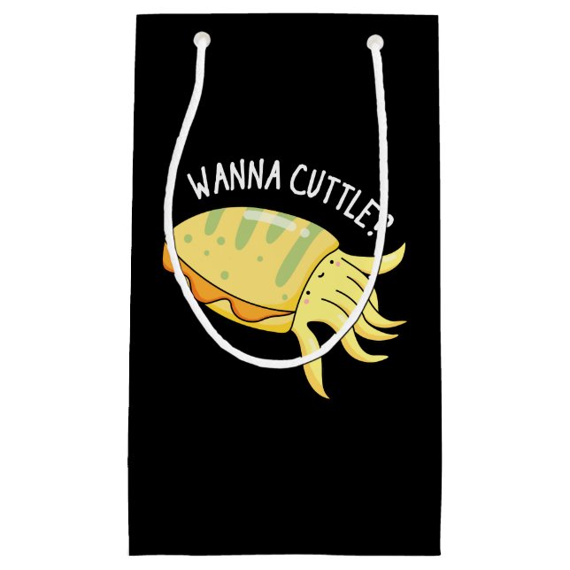 Petit Sac Cadeau Wanna Cuttle Funny Cuttlefish Pun Dark BG (Devant)