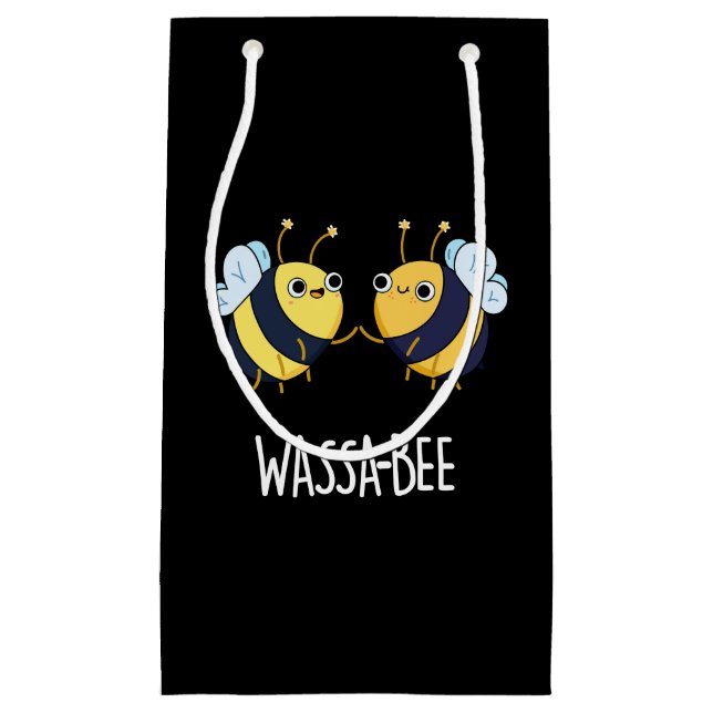 Petit Sac Cadeau Wassabee Funny Wasabi Bee Pun Dark BG (Devant)