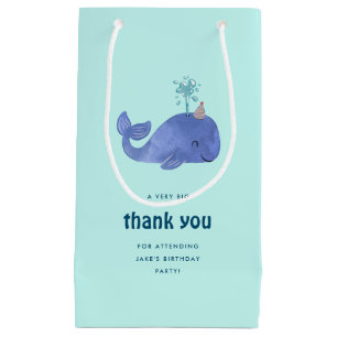 Petit Sac Cadeau Watercolor Cute Whale Party Casquette Anniversaire