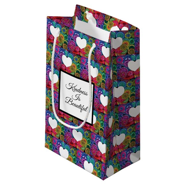 Petit Sac Cadeau Watercolor Rainbow Mandala With Heart (Devant Angle)