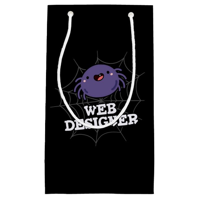 Petit Sac Cadeau Web Designer Funny Spider Pun Dark BG (Devant)