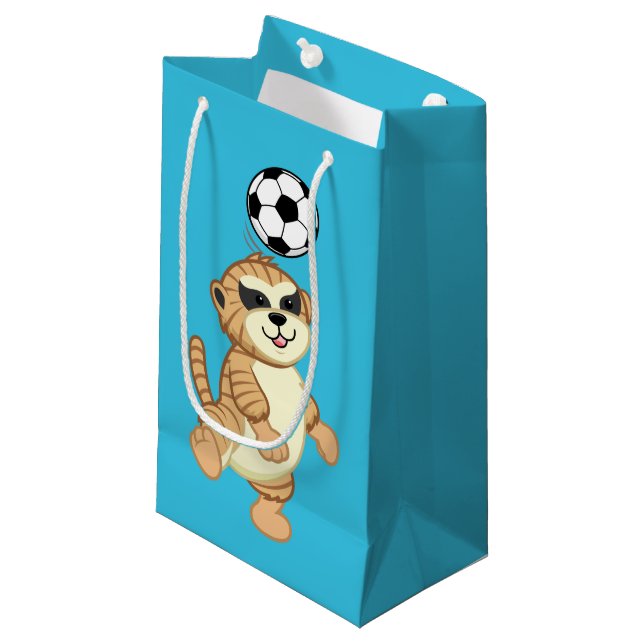 Petit Sac Cadeau Webkinz | Meerkat jouant au football (Devant Angle)