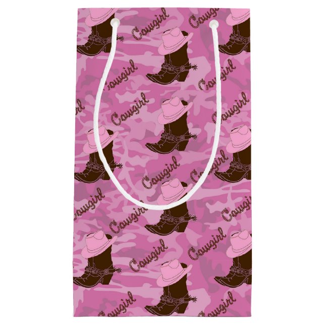 Petit Sac Cadeau Western Cowgirl Casquette and Boots Imprimer Cadea (Devant)