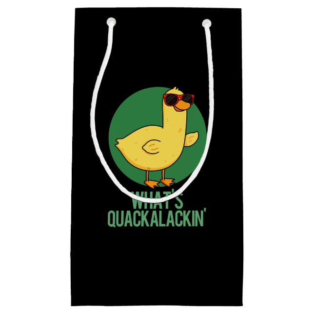 Petit Sac Cadeau What's Quackalackin Funny Duck Pun Dark BG (Devant)