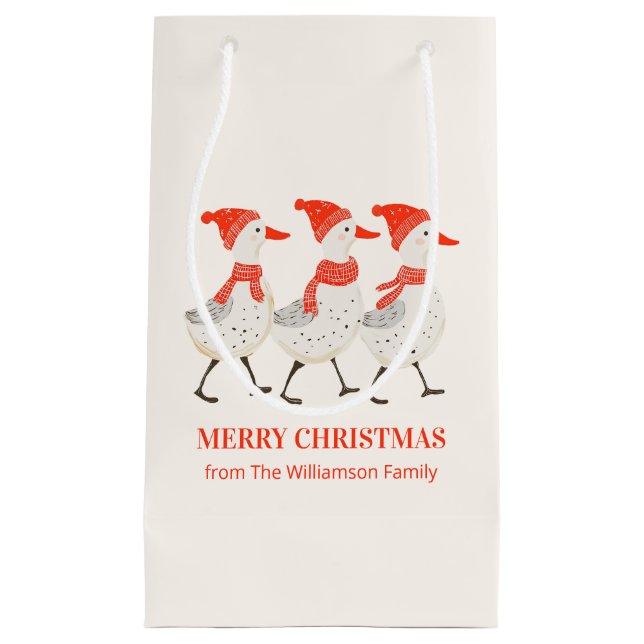 Petit Sac Cadeau Whimsical Christmas Ducks Custom Christmas (Devant)