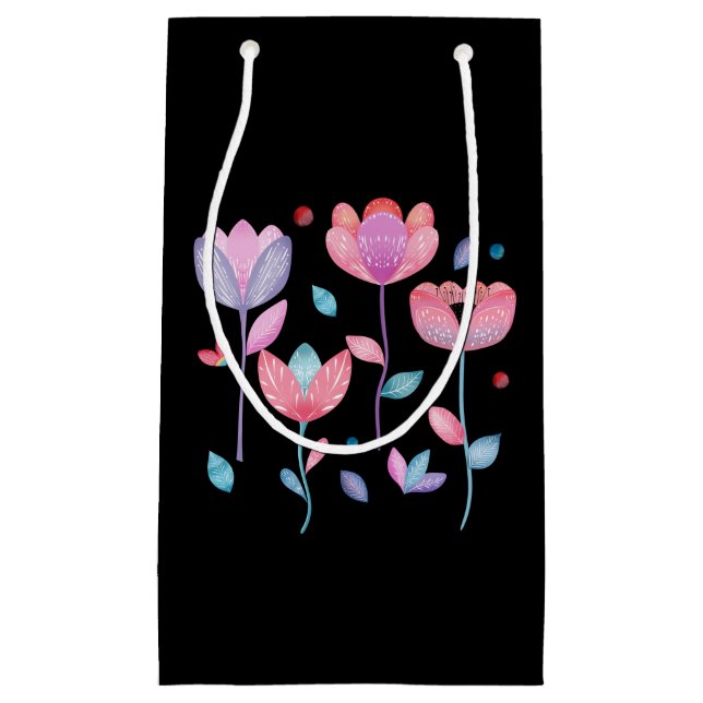 Petit Sac Cadeau Whimsical Flowers  (Devant)