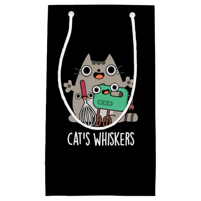 Petit Sac Cadeau Whiskers Cat's Funny Baking Pun Dark BG (Devant)