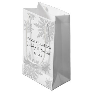 Petit Sac Cadeau White Winter Snowflakes Mariage Félicitations
