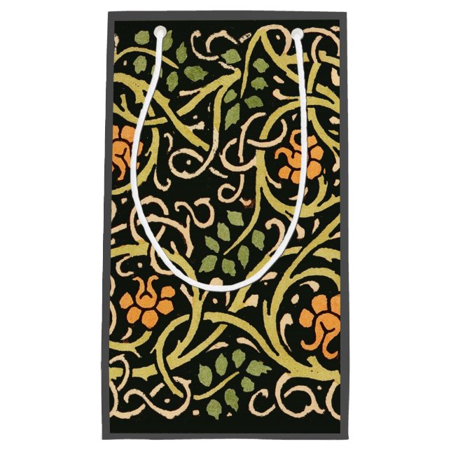 Petit Sac Cadeau William Morris Black Floral Art (Devant)