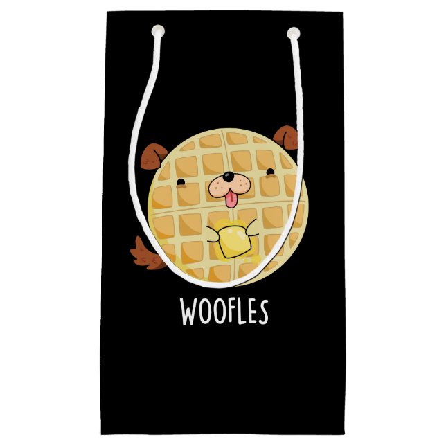 Petit Sac Cadeau Woofles Doggy Doggy Waffle Pun Dark BG (Devant)