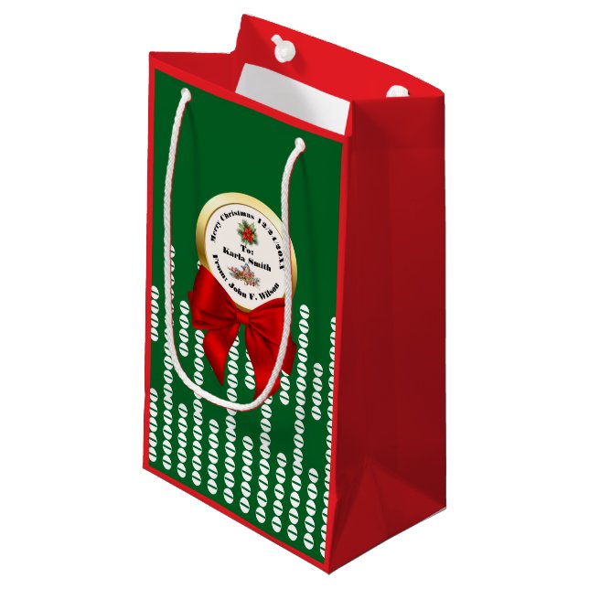 Petit Sac Cadeau XMAS GIFT BAG green & red numbers editable (Devant Angle)