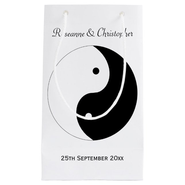 Petit Sac Cadeau Yin Yang Mariage noir et blanc (Devant)