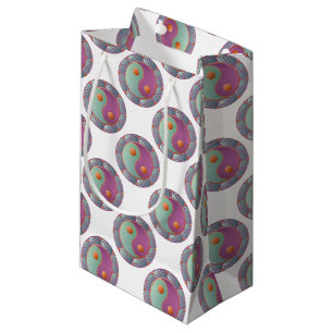 Petit Sac Cadeau Yin Yang Médaillon Violet Turquoise