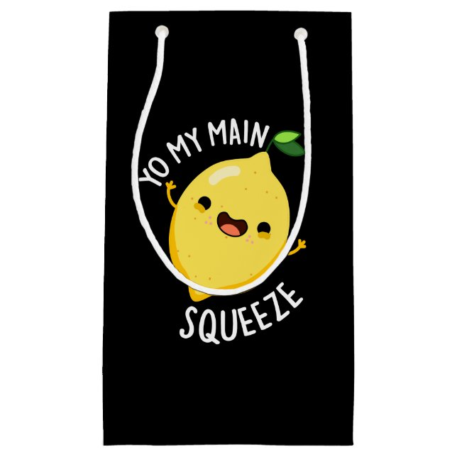 Petit Sac Cadeau Yo My Main Squeeze Funny Lemon Pun Dark BG (Devant)