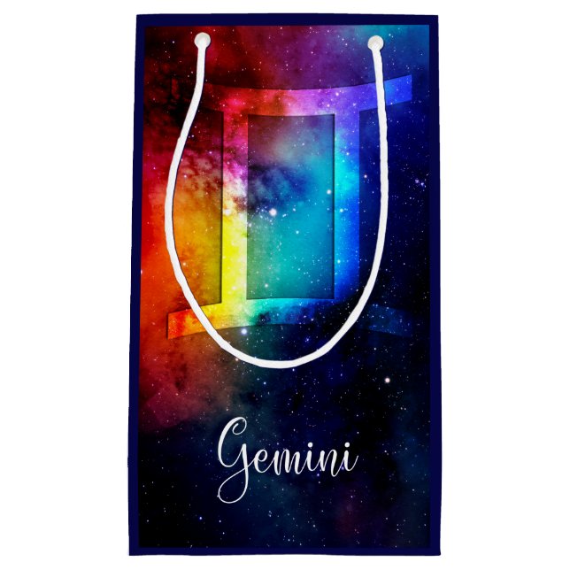 Petit Sac Cadeau Zodiac : Gemini Rainbow Space (Devant)