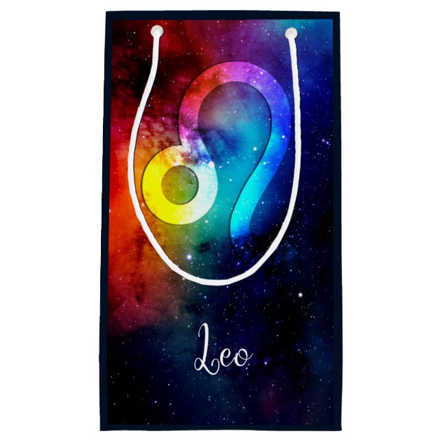 Petit Sac Cadeau Zodiac : Leo Rainbow Space (Devant)