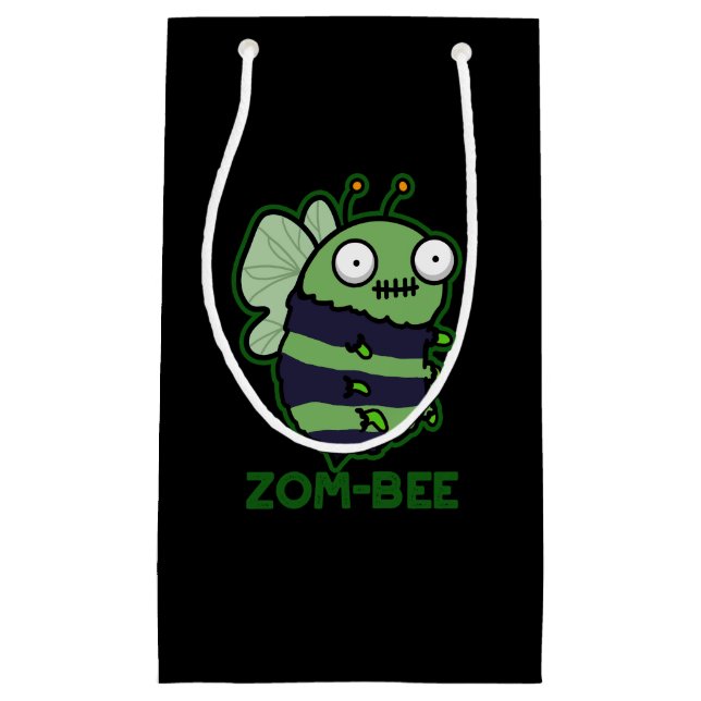 Petit Sac Cadeau Zom-bee Drôle Halloween Zombie Bee Pun Dark BG (Devant)