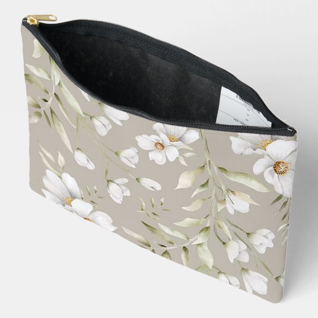 Petit sac de cosmétiques à impression de magnolia (Ouvrir)