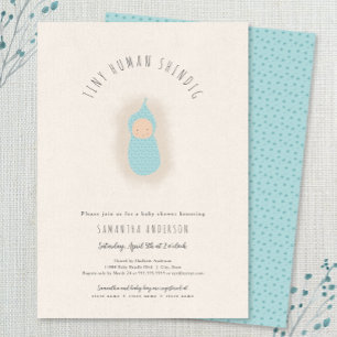 Petit shindig humain garçon Baby shower Invitation