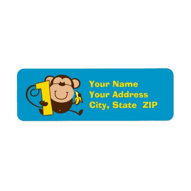Petit singe 1er anniversaire garçon Étiquette pers (Devant)