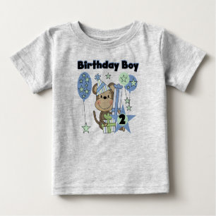 Petit Singe Avec Cadeaux T-shirts 2e Anniversaire