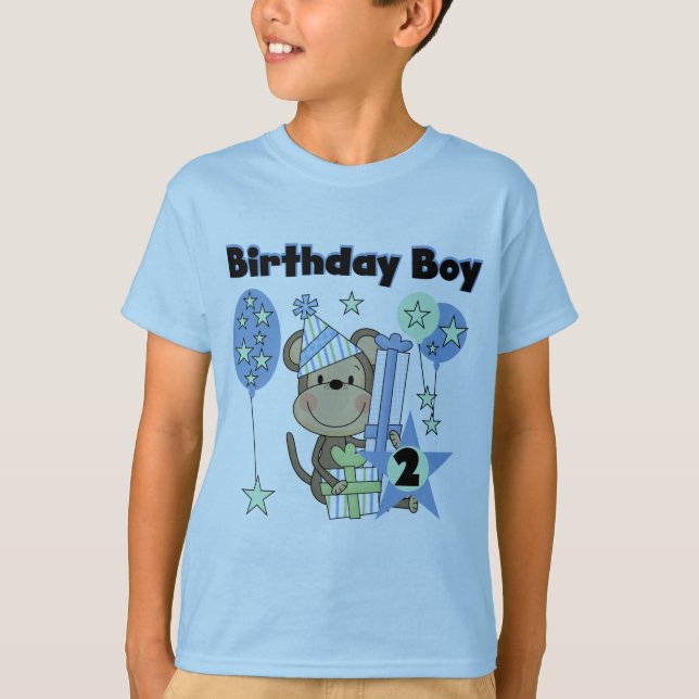 Petit Singe Avec Cadeaux T-shirts 2e Anniversaire (Devant)
