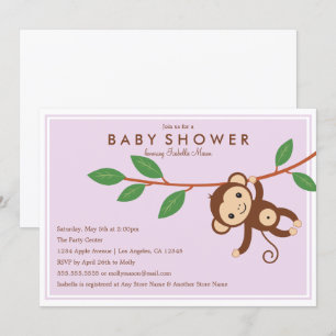 Petit singe - Lavande Invitation Baby shower