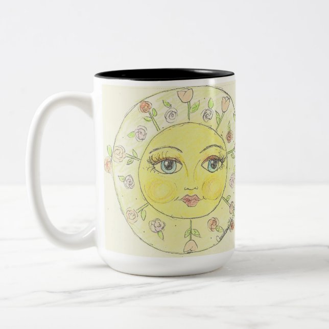 Petit soleil de fleur aux yeux brillants Mug café  (Gauche)