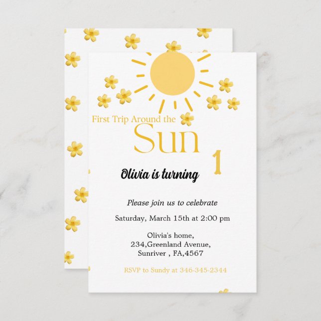 Petit soleil est un premier anniversaire de soleil (Devant / Derrière)