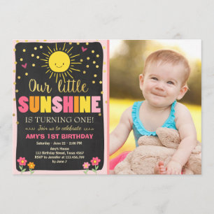 Petit soleil Invitation Anniversaire Pink Gold Gir