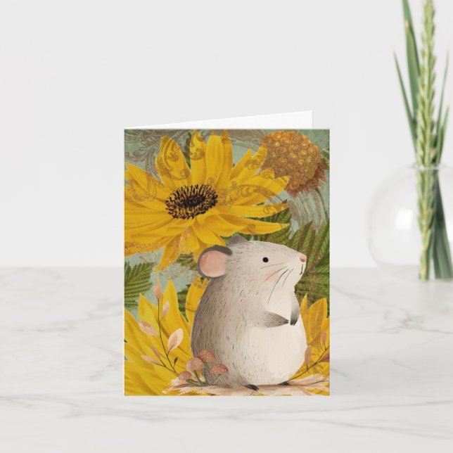 Petit Souris de la Forêt d'Automne avec des Fleurs (Devant)