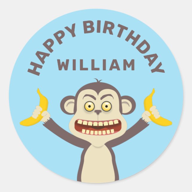 Petit Sticker rond Classique de Singe (Devant)