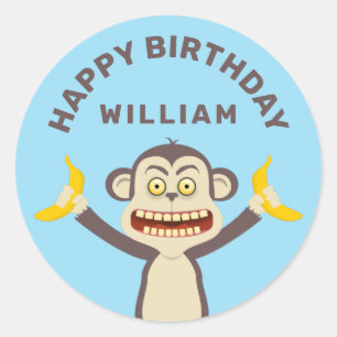 Petit Sticker rond Classique de Singe