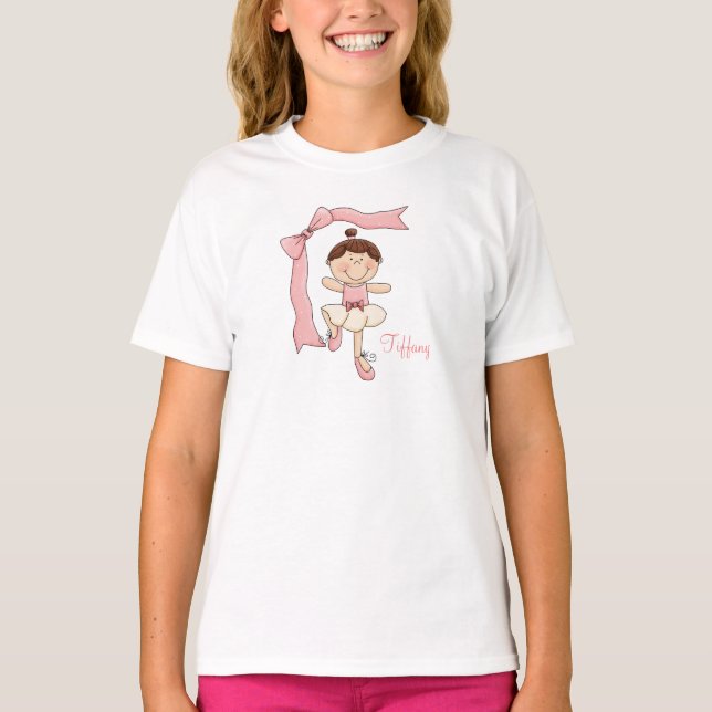 Petit T-shirt d'enfants de ballerine (cheveux (Devant)