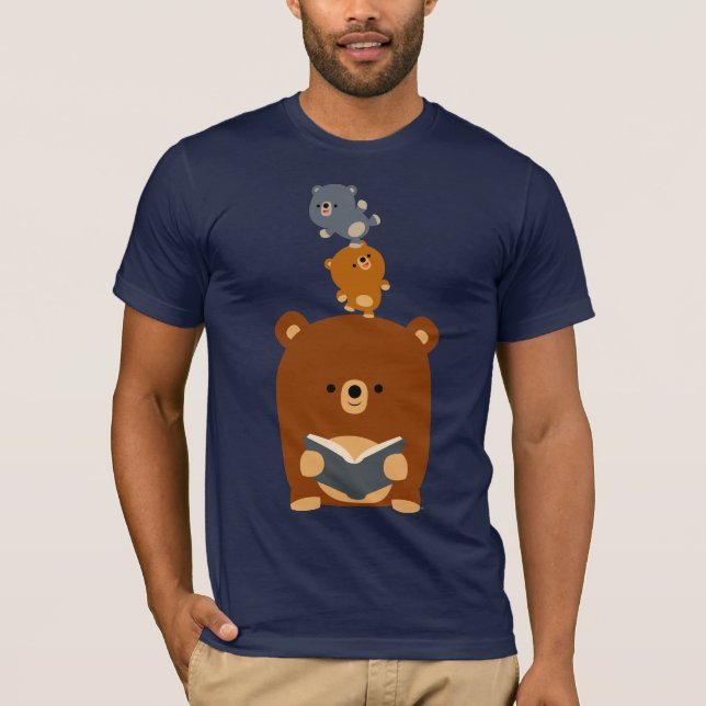 Petit T-shirt Ours de lecture de dessin animé et C (Devant)