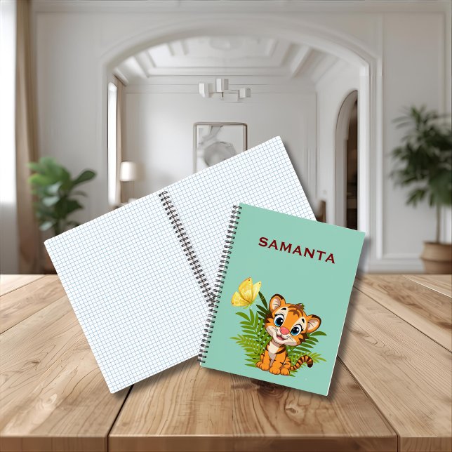 Petit Tigre & Papillon Cahier Deluxe à Spirale (Créateur téléchargé)