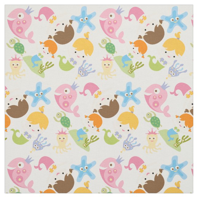 Petit tissu de sirènes et de créatures de mer (Échantillon)