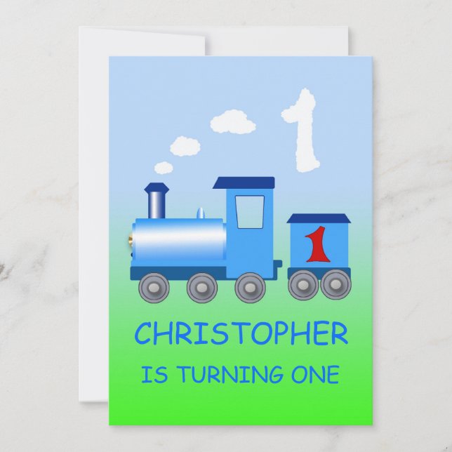 Petit train 1ère invitation fête d'anniversaire (Devant)