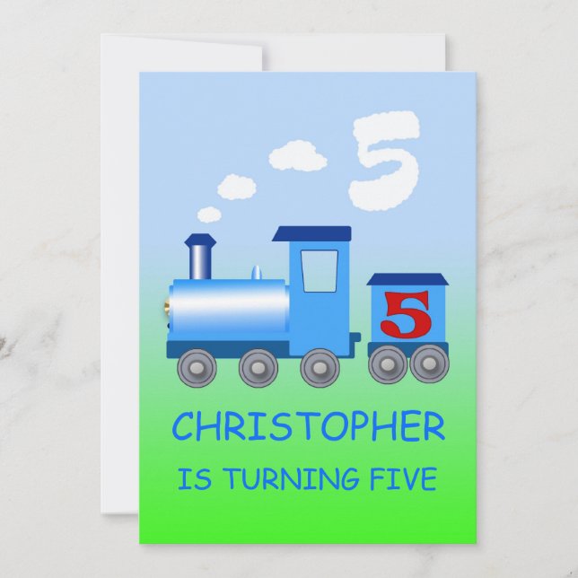 Petit train 5e anniversaire invitation (Devant)
