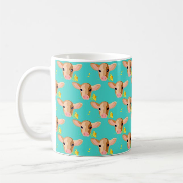 Petit Veau Mug avec Fleur (Gauche)