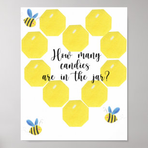Petite abeille devine combien de bonbons Affiche