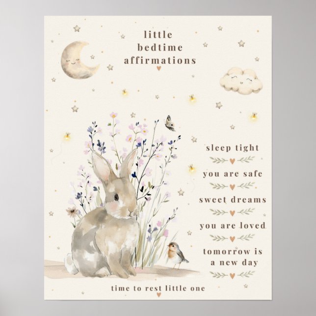 Petite affiche d'affirmations pour le coucher (Devant)