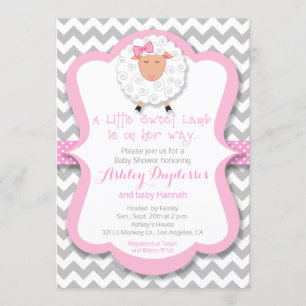 Petite agneau douce fille Baby shower Invitation